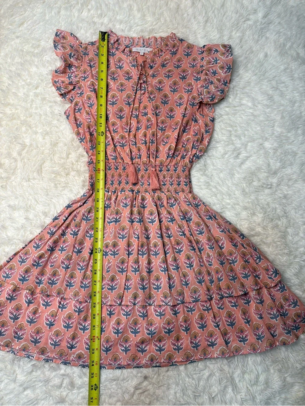 Marea by Liz Joy Sarah Flutter Dress in Coral Multi, EUC size small - Picture 3 of 7